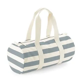 Sac polochon rayé en toile - W688 - beige et gris 