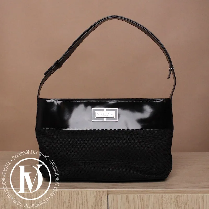 Sac vintage en cuir et toile noire – Céline
