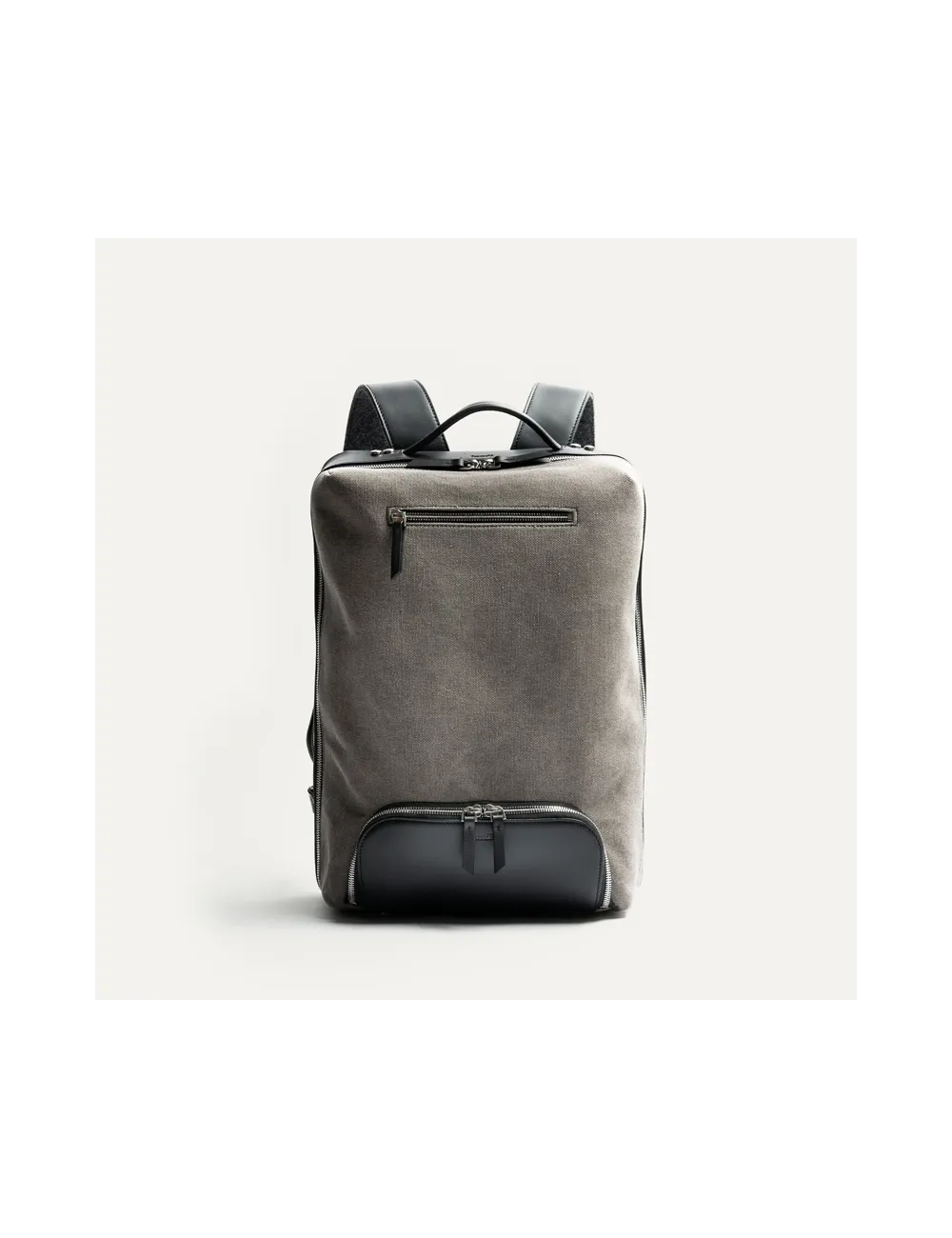 Sac à dos journée Lundi Paris Rubens en toile et cuir noir