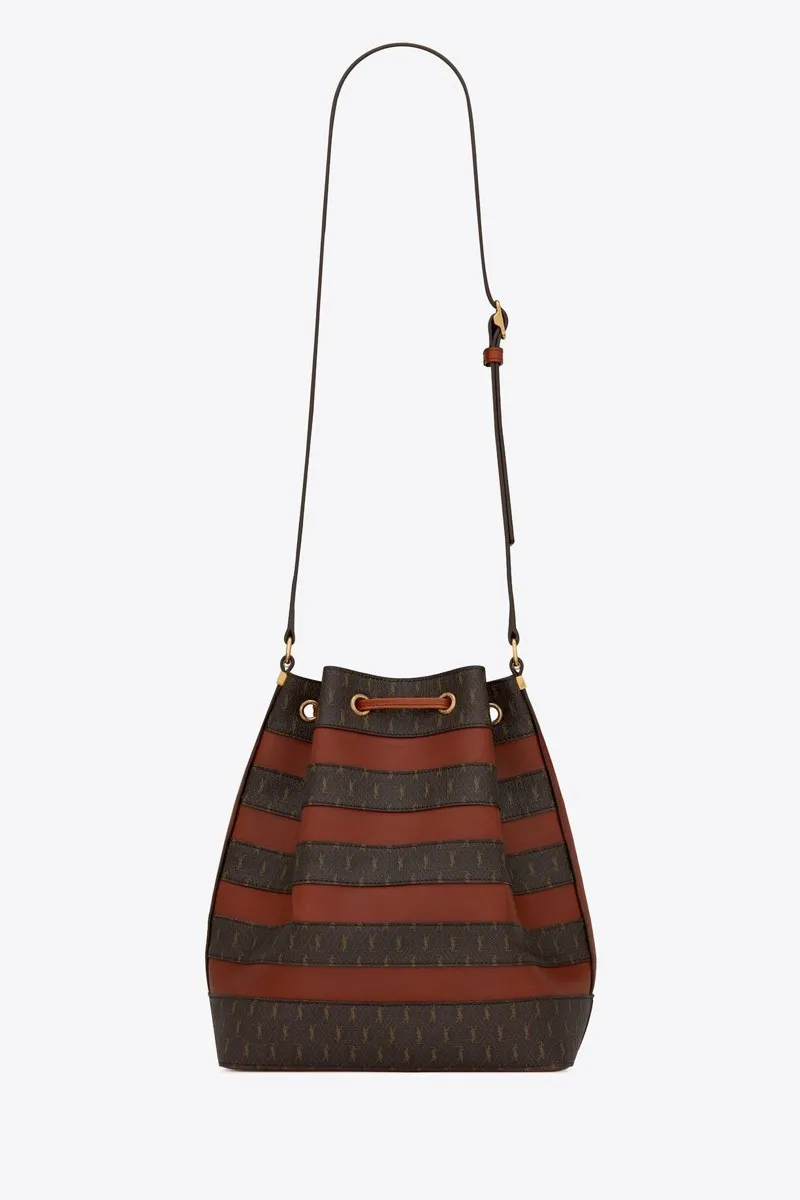 Saint Laurent PARIS LE MONOGRAMME SAC SEAU EN TOILE ET CUIR