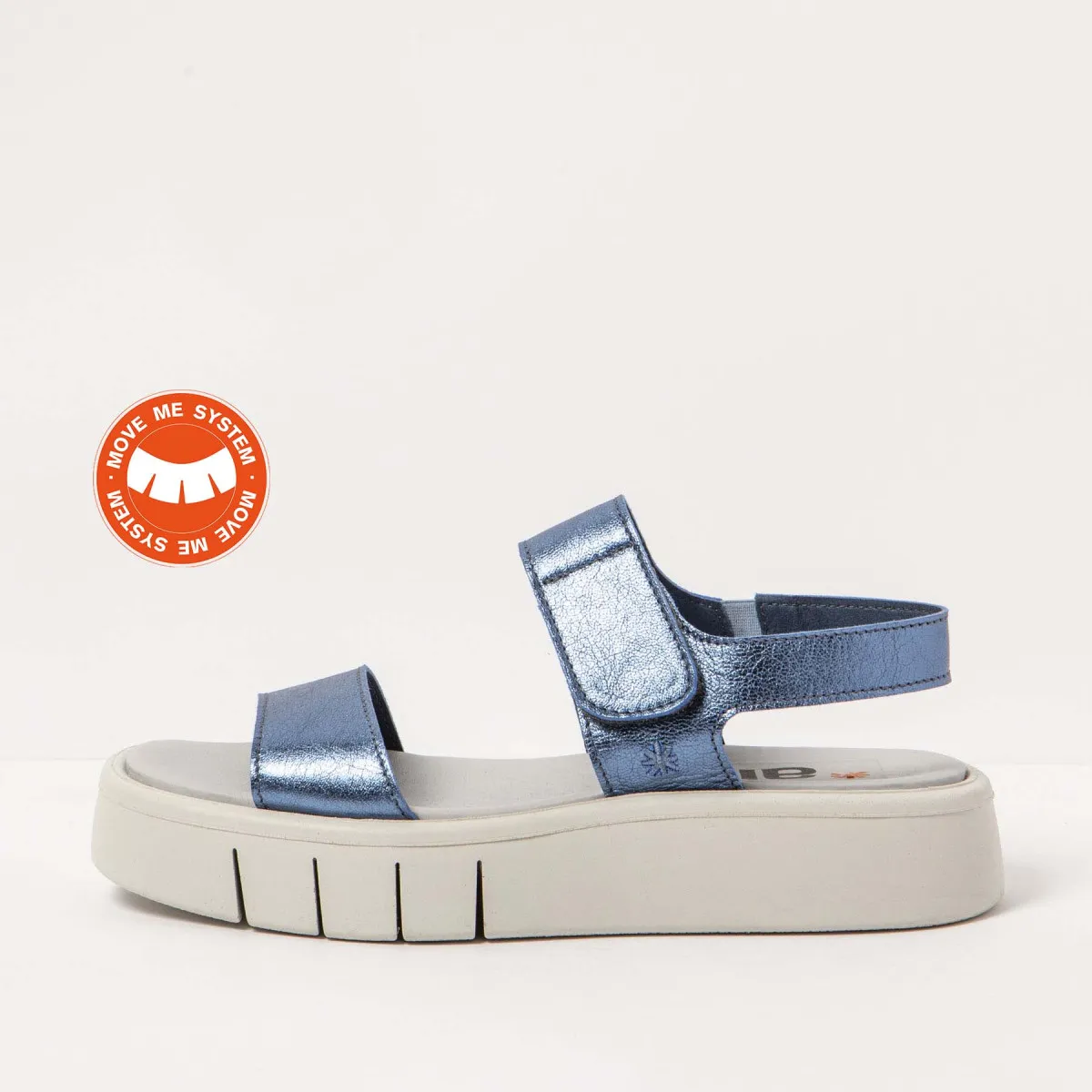 Sandales en cuir plateforme à deux lanières - Bleu