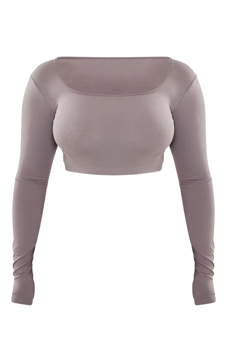 Shape Crop top gris anthracite sculpt manches longues à col rond