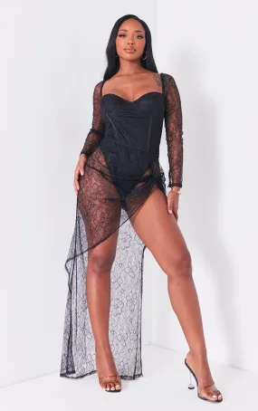 Shape Robe en dentelle noire à détail body style corset