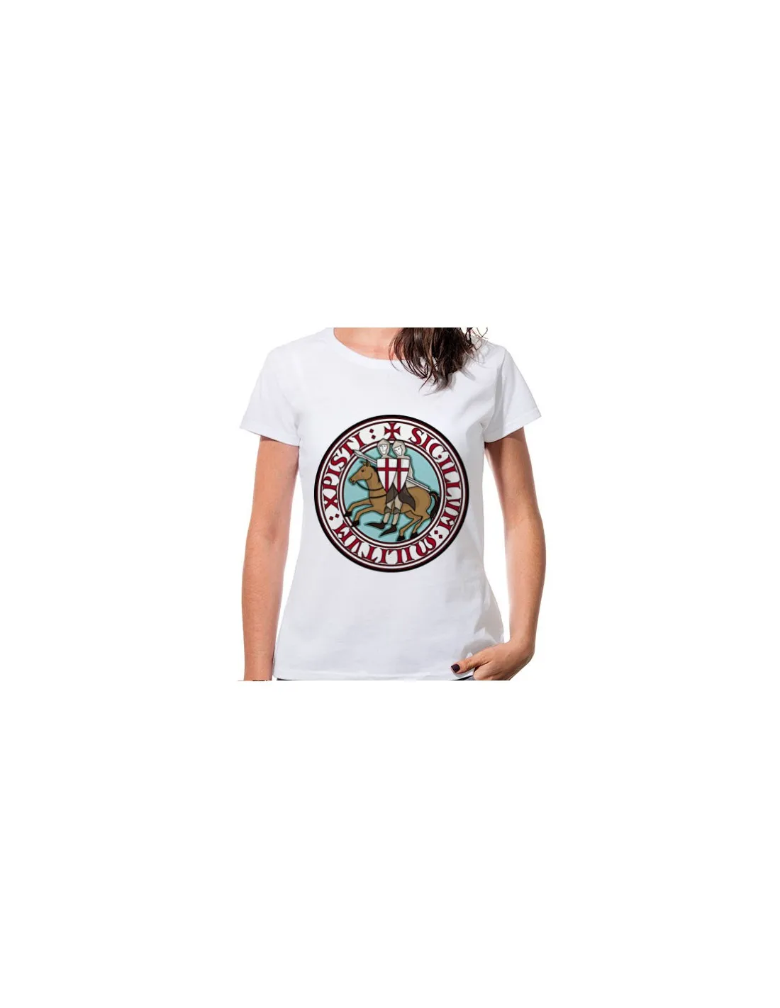 T-shirt Femme Blanc Templiers, manches courtes ⚔️ Boutique Épées