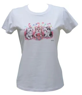 T-shirt femme manches courtes - Chats solar 11774 - blanc 