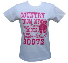 T-shirt femme manches courtes - Country Boots - 8714 - blanc 