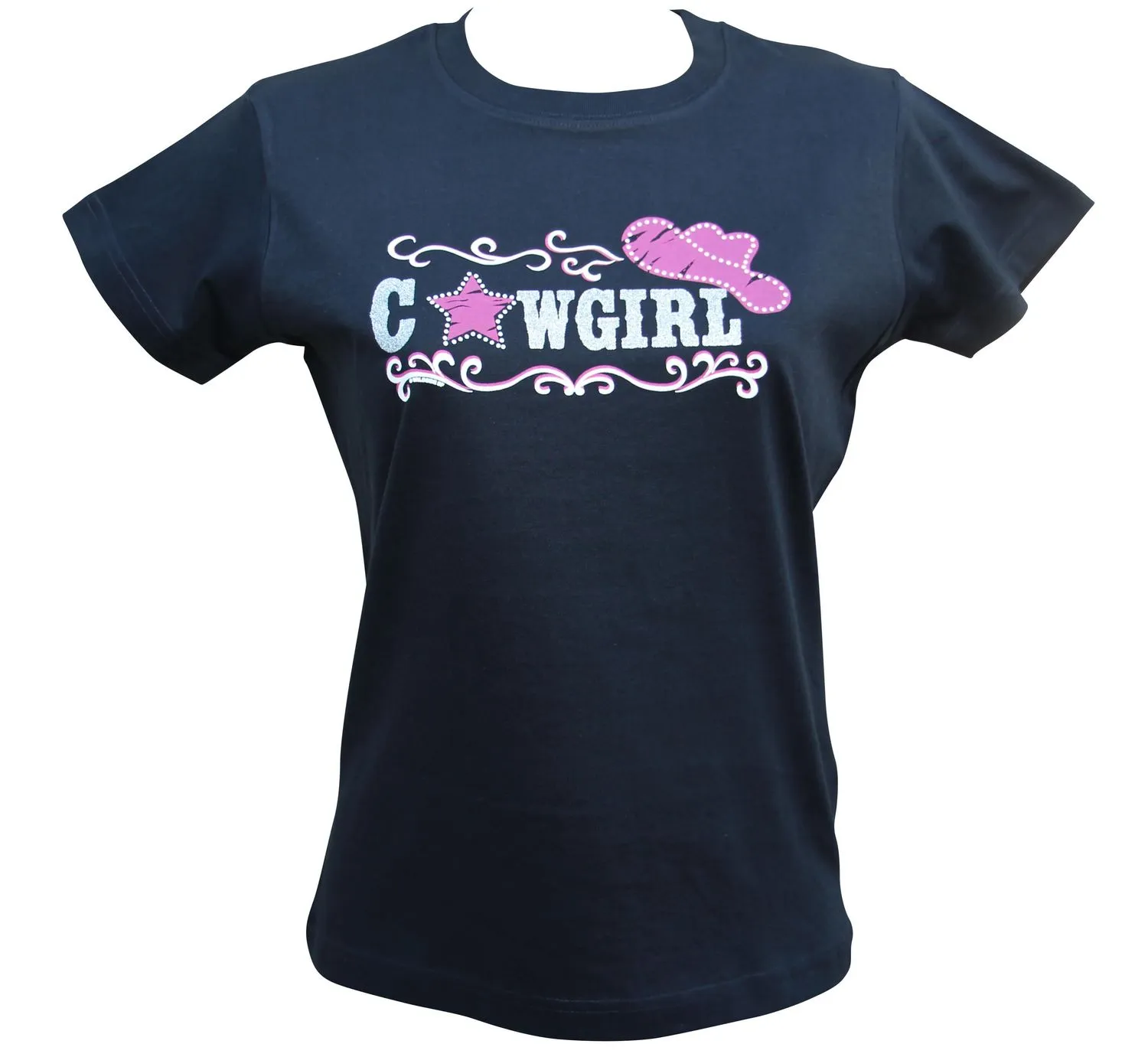 T-shirt femme manches courtes - Country Cowgirl 1046 - noir 