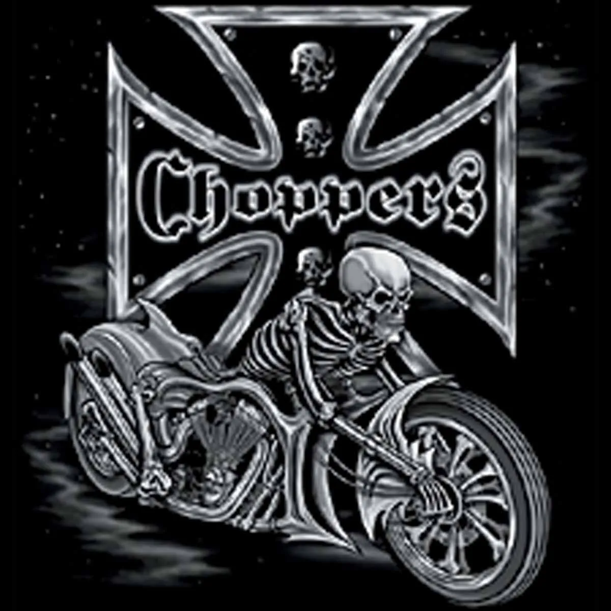 T-shirt FEMME manches courtes - Moto biker Choppers 6439 - Tête de mort 