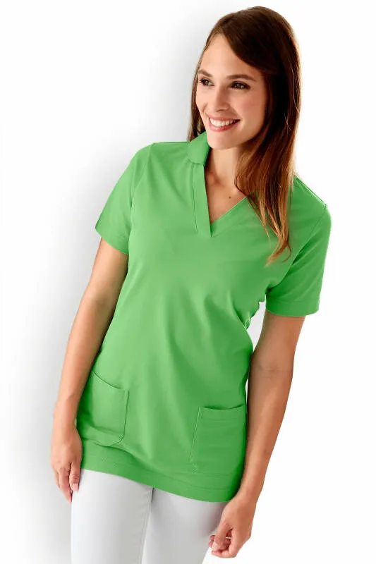 T-shirt long Femme en Piqué - Avec col vert pomme