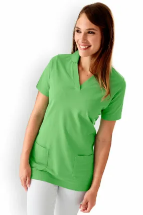 T-shirt long Femme en Piqué - Avec col vert pomme