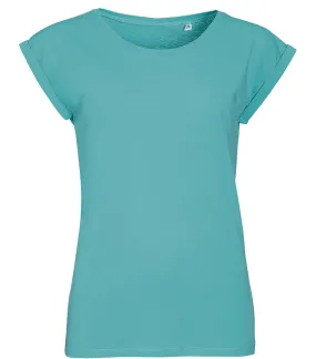 T-shirt manches courtes col rond - Femme - 01406 - bleu caraibe 