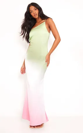 Tall Robe longue asymétrique vert dégradé