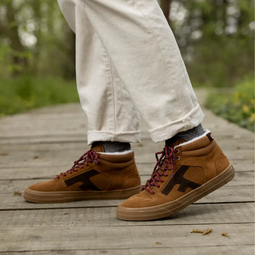 Tennis camel en suède et coton - modèle Walnut mid - FAGUO