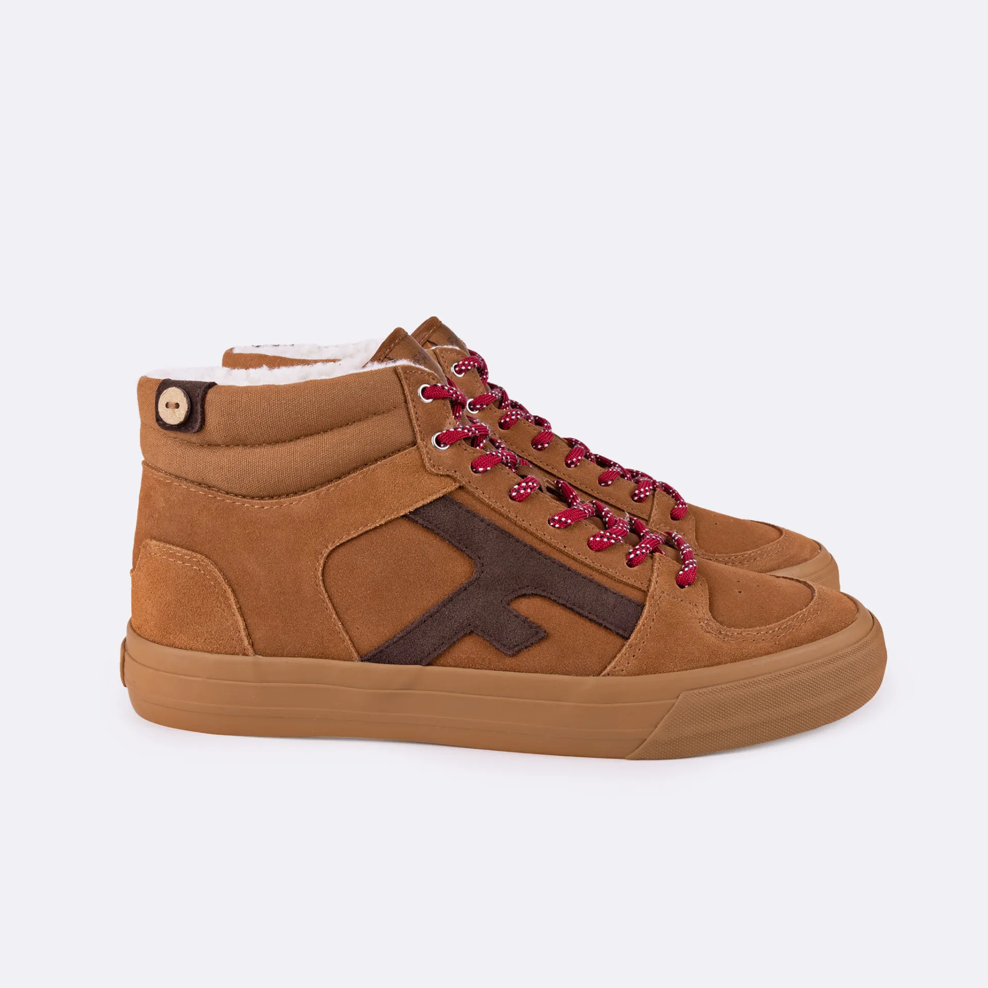 Tennis camel en suède et coton - modèle Walnut mid - FAGUO