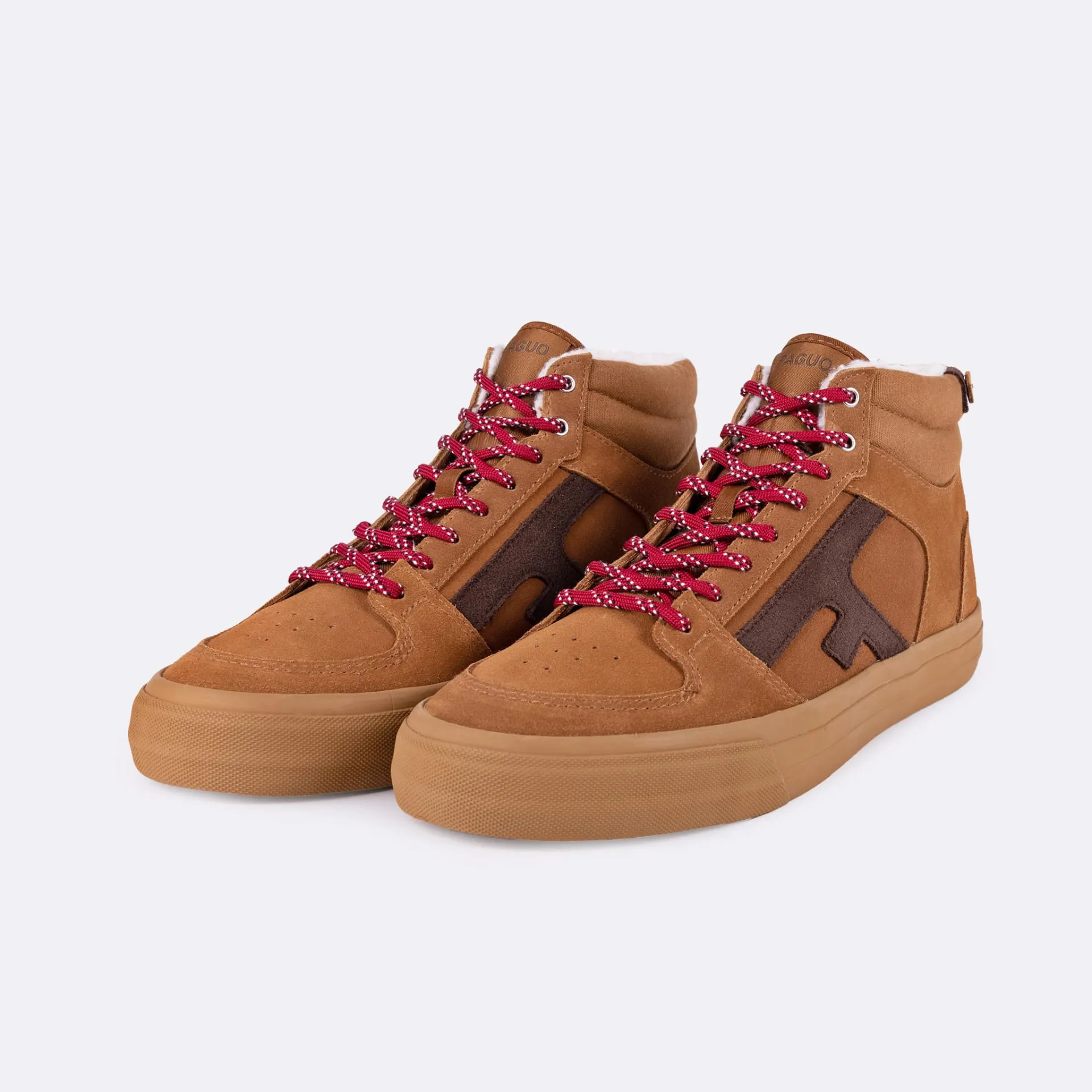 Tennis camel en suède et coton - modèle Walnut mid - FAGUO