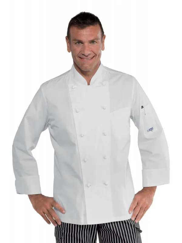 Veste blanche de cuisine pas cher coupe slim 100% coton