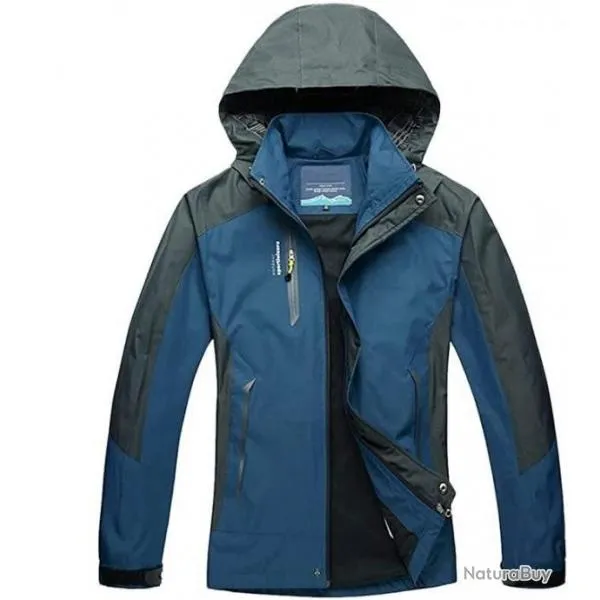 Veste de chasse, veste coupe vent - Imperméable - Bleu et gris foncé - Livraison gratuite et rapide