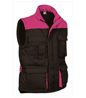 Veste de travail sans manches - Homme - REF THUNDER - black rose magenta