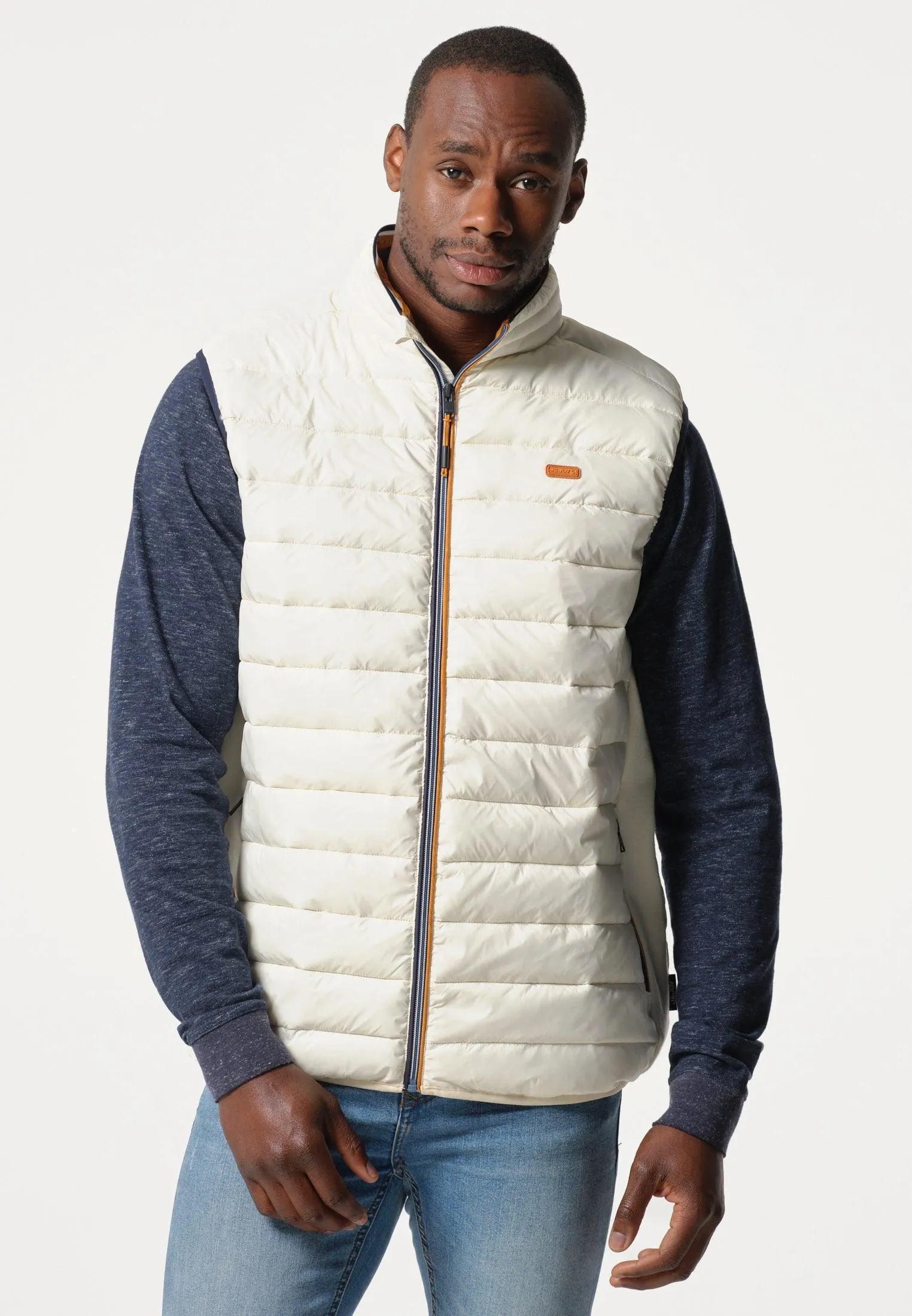 Veste homme sans manches beige faon doudoune