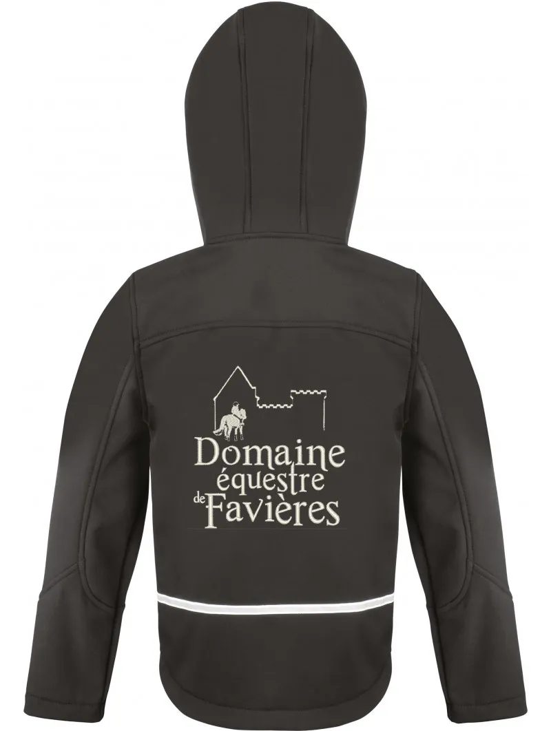 Veste softshell enfant à capuche respirante, imperméable et coupe vent du Domaine équestre de Favières